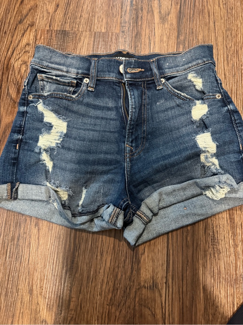 ExpressWomen's Distressed Dark Blue Denim Shorts